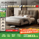 顧家家居（KUKA）云端系列意式頭層牛皮床雙人床8195咖色+獨(dú)袋彈簧乳膠墊1.8
