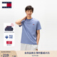 TOMMY JEANS【復古條紋】25夏季男裝純棉平紋針織刺繡短袖上衣T恤 藍白條紋0BA L （推薦：150-165斤）