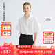 朗姿荷葉短袖翻領(lǐng)寬松白襯衫復(fù)古風(fēng)高級感2025年夏季新款通勤上衣 白色 M