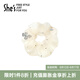 She's茜子簡(jiǎn)約燙鉆蝴蝶網(wǎng)紗大腸發(fā)圈馬尾發(fā)繩盤發(fā)大腸圈發(fā)飾頭花送女友 黃白色H0