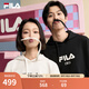 FILA 斐樂官方情侶款連帽衛(wèi)衣秋季新款純棉寬松針織長袖上衣加絨 蒸汽白-IV XL