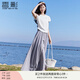 香影【仙女褲】灰色裙褲女垂感2025夏裝新款顯瘦寬松大褲腳闊腿褲 淺灰裙褲 M 160/84A/95-110斤
