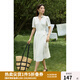 獨(dú)束大碼女裝法式V領(lǐng)復(fù)古波點(diǎn)連衣裙夏季新款微胖mm靈動百搭女裙 米白 M (尺碼：1)