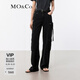 MO&Co.牛仔褲夏棉質(zhì)不規(guī)則工裝口袋低腰直筒側(cè)縫前移摩安珂 牛仔黑色 S 26