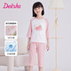 笛莎（DEESHA）【100%純棉 網(wǎng)眼透氣】女童夏季睡衣插肩袖七分褲抑菌家居空調服