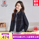 AEMAPE大牌女裝牛仔外套女2025春秋新款小個子高端輕奢洋氣休閑夾克上衣 牛仔黑 M 85~100斤