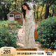 Olrain歐芮兒杏色法式印花收腰連衣裙女夏季2025新款溫柔風(fēng)A字裙 花色 XL