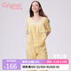 蘭卓麗春夏女士家居服套裝格子棉質(zhì)感睡衣睡褲套裝短袖短褲 淺鵝黃 L (165)