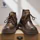 U.S. POLO ASSN.保羅男鞋春夏新款馬丁靴男英倫復古工裝靴戶(hù)外休閑高幫皮鞋子男