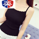 法英莎（FAYINGSHA）港味小清新上衣復古chic風(fēng)波浪花邊針織吊帶背心外穿打底衫上衣春 黑色 S