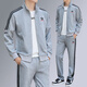 高端品牌時(shí)尚男裝套裝春秋季籃球羽毛球服輕奢帥氣polo領(lǐng)運動(dòng)套裝 灰色 XL