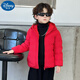 迪士尼兒童輕薄羽絨服男女童防風(fēng)保暖外套中大童韓版短款連帽白鴨絨冬裝 紅色短.款【高充90白鴨絨保暖】 90 cm (充絨量 31g)