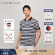 TOMMY HILFIGER【透氣舒適】夏季男珠地網(wǎng)眼撞色條紋休閑短袖T恤POLO02355 黑白條紋0A4 M (推薦：135-150斤)