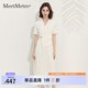 MeetMetro瑪依爾輕職場西裝連衣裙女2025夏新款簡約通勤百褶裙溫柔風(fēng)裙子 淺杏【現(xiàn)貨閃電發(fā)】 S
