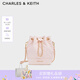 CHARLES&KEITH絎縫菱格鏈條水桶包雙肩包包女包女友生日七夕禮物CK2-10701506 Light Pink淺粉色 M