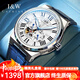 I&W CARNIVAL HWGUOJI瑞士品牌手表男機械表全自動(dòng)男表進(jìn)口機芯陀飛輪夜光防水男士手表 銀白黑帶/進(jìn)口機芯/50米防水