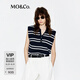 MO&Co.【C+系列】針織衫輕薄2025夏新品醋酸棉紗寬肩立裁條紋MBE2SWT026 藍白條色 S /160
