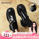 達(dá)芙妮（DAPHNE）官方 厚底樂福鞋女春季2025新款復(fù)古學(xué)院jk鞋子女增高黑色小皮鞋 經(jīng)典黑【跟高6CM】 37