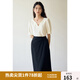 獨(dú)束大碼女裝設(shè)計(jì)感V領(lǐng)雪紡衫女夏裝新款微胖mm正肩寬松顯瘦上衣 月光白 3XL (尺碼：5)