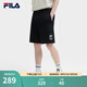 FILA斐樂官方情侶短褲2025夏季新款針織男子女子寬松運動褲 正黑色-BK L