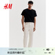 H&M男裝女裝T恤秋季透氣圓領短袖運動上衣短袖內搭打底衫0685816 黑色 XL 180/116