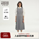 Teenie Weenie小熊春季學(xué)院風(fēng)中長款連衣裙氣質(zhì)黑色收腰百褶裙子女