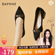 達芙妮（DAPHNE）單鞋女低跟船鞋新款學(xué)生尖頭百搭一腳蹬工作宴會鞋 黑色 跟高3cm 35 (225mm)