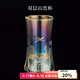 容山堂煥彩金銀燒玻璃杯綠茶泡茶杯雙層山巒大號耐熱防燙辦公水杯 細(xì)腰雙層杯-煥彩金銀燒瑞鶴圖