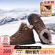 駱駝（CAMEL）冬季新款羊毛加絨厚底磨砂牛皮保暖城市戶外徒步鞋男靴 G13W307076 暗棕 43