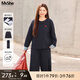 MsShe【空氣層】加大碼女裝2025秋裝胖mm拼接刺繡衛(wèi)衣闊腿褲套裝 【上衣+褲子】藏青藍(lán)色現(xiàn)貨 2XL