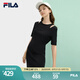 FILA 斐樂女裝針織連衣裙2025夏季新款時(shí)尚休閑修身收腰連身裙子女 正黑色-BK XL 175/92A/XL