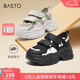 百思圖夏商場(chǎng)新款網(wǎng)面鏤空透氣老爹鞋運動(dòng)涼鞋厚底女涼鞋UDK01BK4 黑色 37