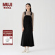 無(wú)印良品（MUJI）女式 燈芯絨 背帶裙中長(cháng)款連衣裙半身裙女秋款裙子美拉德BE10CC3A 黑色 M （160/66A）