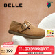 百麗（Belle）厚底勃肯鞋女2025春季新款毛毛雪地短靴棉鞋子D4W1DAM5 棕色-單里 40 (250mm)