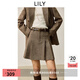 LILY2025秋新款女裝復(fù)古肌理感休閑壓褶百褶裙A字高腰短裙半身裙 732巧克力色 L