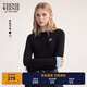 Teenie Weenie小熊女裝T恤2025秋季新款簡(jiǎn)約線(xiàn)條撞色拼接長(cháng)袖上衣 黑色 M