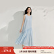 茵曼（INMAN）純色寬松抽繩連衣裙2025夏季女裝新品簡(jiǎn)約無(wú)袖中長(cháng)款背心裙 天空藍 S