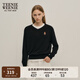Teenie Weenie小熊女裝冬裝V領(lǐng)學(xué)院風(fēng)休閑通勤毛衣套頭針織衫女 黑色 M 165