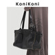 KONIKONI真皮女士單肩包通勤腋下大包女包原創(chuàng  )大容量托特包女2026新款輕奢 黑色