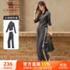 駱駝（CAMEL）立領(lǐng)健身女裝撞色修身兩件套運(yùn)動(dòng)服 Y24CAWL6620 墨灰 M