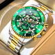 勞力士王子瑞士進(jìn)口綠水鬼手表男士全自動(dòng)機械表鏤空商務(wù)防水夜光名牌男表 瑞士男表-間金綠面( 鋼帶款 )