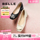 百麗（Belle）七夕禮物方扣高跟鞋女商場同款干練淺口單鞋Z8B1DCQ3預售 黑色 37 (235mm)