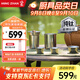 鳴盞純鈦旅行茶具套裝快客杯便攜戶(hù)外功夫茶具雙層家用露營(yíng)泡茶壺禮品 （公道杯+主人杯+茶杯*2） 一壺4杯