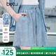 百圖betu女裝2025夏季新款短褲松緊腰萊賽爾舒適涼爽休閑褲子2505T79 藍色 L