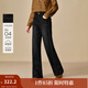 茵曼2025秋冬女裝新款加絨復(fù)古休閑分割直筒牛仔褲顯瘦寬松長褲  午夜黑 26