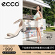 愛步（ECCO）一字帶涼鞋女 倪妮同款夏季高跟增高涼鞋羅馬涼鞋  塑雅213343 石灰色21334301378（牛皮革）   38 （偏大，建議選小一碼）