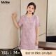 MsShe【新中式印花短袖小衫】大碼女裝2025夏裝胖mm顯瘦長(zhǎng)款上衣 桔梗紫色現(xiàn)貨 2XL