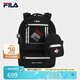 FILA 斐樂官方情侶款背包2025秋新款多口袋雙肩包電腦包休閑書包 正黑色-BK XS