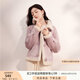 香影麂皮絨短外套女2024冬季新款立領(lǐng)拼接寬松休閑復(fù)古高級感上衣 紫色 M