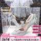 Ebonka絕美水晶高跟鞋女細(xì)跟2025新款新娘婚鞋秀禾婚紗兩穿生日禮物 銀色+永恒皇冠+頭紗(透明盒套裝 35 (6.5厘米)